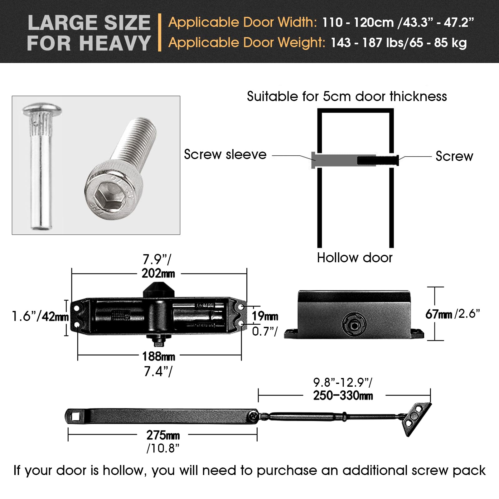 JOHALXER Automatic Door Closer, Heavy Duty Auto Door Closer for